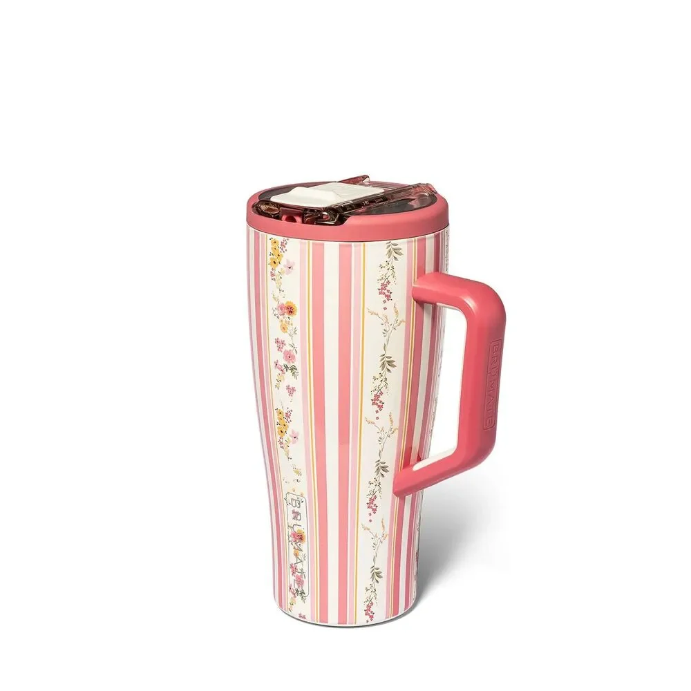 Brumate Era Flip 30oz Cascading Florals Leakproof Tumbler w Lid Straw Pink White